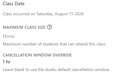 Cancellation window override on a class